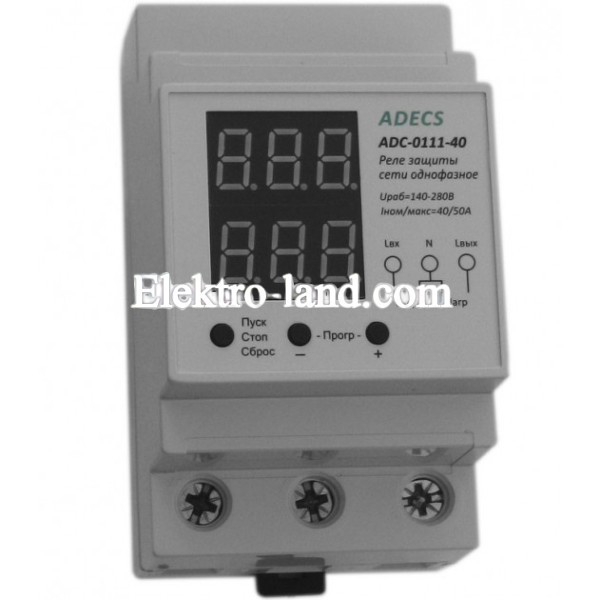 Реле напряжения (барьер) 40А  ADECS adc-0111-40    DIN-рейка 